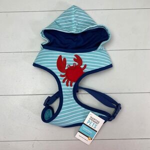 Martha‎ Stewart Pets Hooded Dog Harness Medium Blue Stripe Crab Nautical Puppy